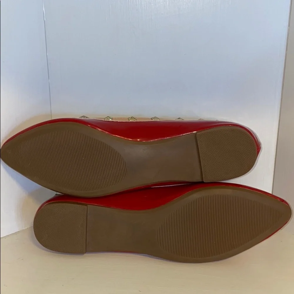 NWOB STEVE MADDEN IRWIN STUD BALLET FLATS RED US7